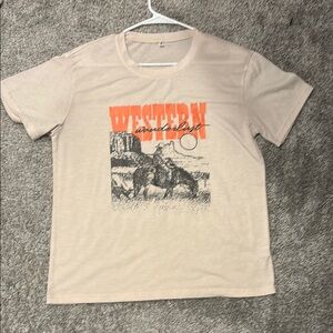 Classic Beige Short Sleeve Tee with Graphic Design